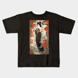 Classic Japanese Style Geisha Artwork Kids T-Shirt